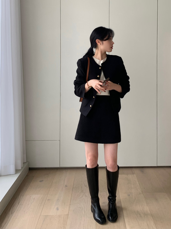 [Arete] Verre tweed skirt